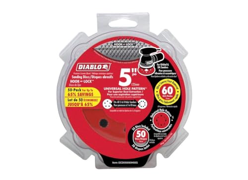Diablo Hook and Lock ROS Sanding Discs - 5", 60 Grit, Coarse, 50-Pack - style: 60-Grit, Coarse -Pack of 50