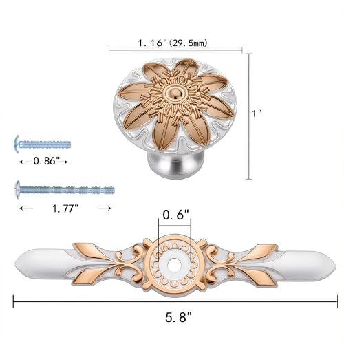 10 Pack 1.16 Inch Two Tone Silver Gold Cabinet Knobs with Backplate - color: Gold Silver Standard