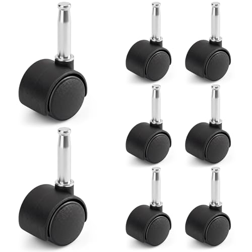 BBTO 8 Pcs 1.5 Inch M8 Swivel Stem Casters Wheels Replacement, M8 Grip Neck Stem Caster, Heavy Duty 360° Standing Desk Wheels, No Noise, Black Nylon, for Cart Furniture Table Cabinet Shelf - size: 1.5 Inch X M8 x 30 mm, style: Grip Neck, No Brake