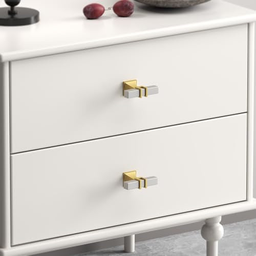 homdiy Silver and Gold Cabinet Knobs 24 Pack Nickel and Brass Cabinet Knobs - color: Brushed Nickel & Matte Gold, size: Single Hole