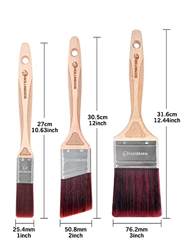 ROLLINGDOG 3pcs Paint Brush Set for Wall & Trim (1", 2", 3") - color: 3pc Multi Size