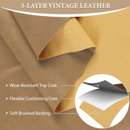 Faux Leather 1.00mm Upholstery Fabric by the Yard 55x108 Inch Light Tan - color: Light Tan, size: Pre Cut 3 Yard