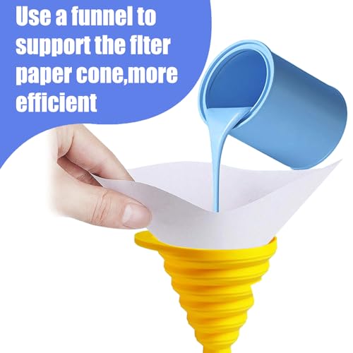 100PCS 100 Micron Paint Filter Strainers Paper Cone- Fine Nylon Mesh Paint Mixing Cup Strainer- Disposable Funnel Filter Spray Gun Sprayer Accessory Car Body Repair Paint Tools & Equipment