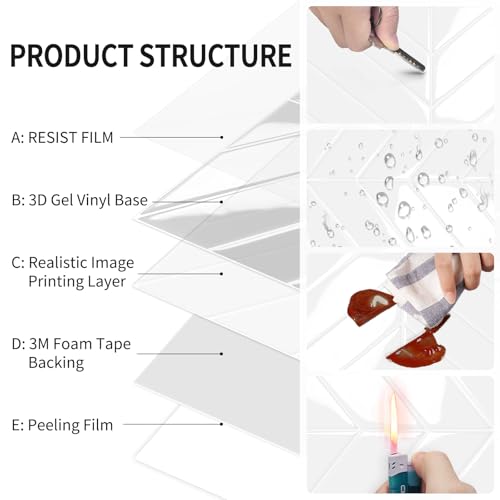 10-Sheet Herringbone Peel and Stick Backsplash Tiles, White - color: White