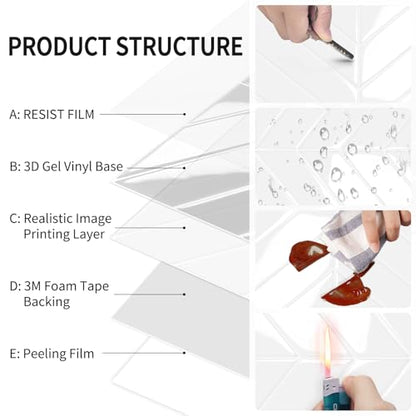 10-Sheet Herringbone Peel and Stick Backsplash Tiles, White - color: White