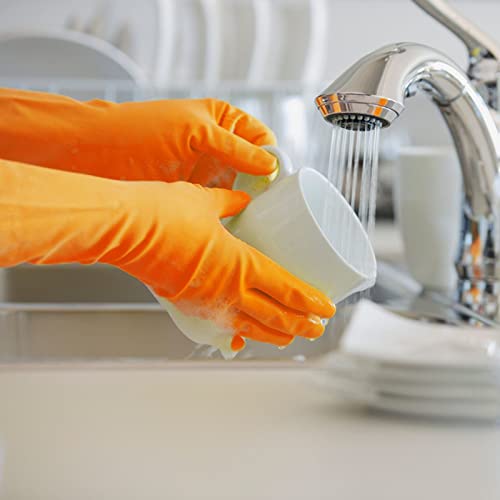 Latex Free Nitrile Cleaning Gloves, Medium, 3 Pairs - color: Orange+pink+red, size: Medium