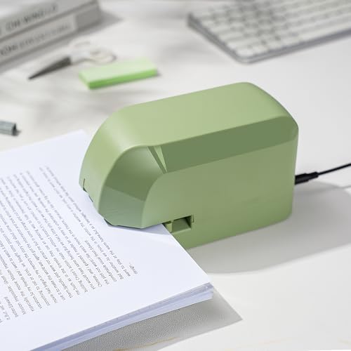Electric Stapler for Desk, 45 Sheet Capacity Automatic Stapler Desktop, Office Staplers Electric, AC Operated Staplers Heavy Duty Office Use with 1,000 Staples & Staple Remover, Saga Green - color: Saga Green