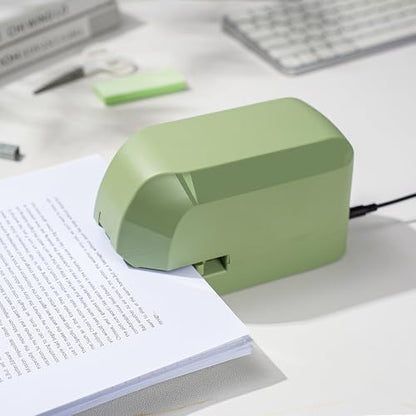 Electric Stapler for Desk, 45 Sheet Capacity Automatic Stapler Desktop, Office Staplers Electric, AC Operated Staplers Heavy Duty Office Use with 1,000 Staples & Staple Remover, Saga Green - color: Saga Green