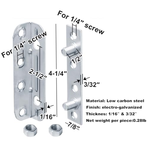 GBGS 8 Sets No Mortise Wood Bed Frame Brackets,Bed Rail Frame Hardware