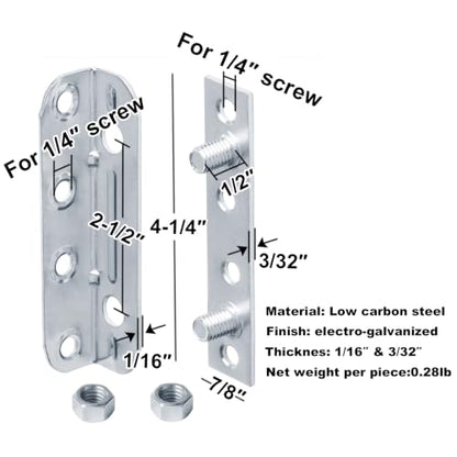 GBGS 8 Sets No Mortise Wood Bed Frame Brackets,Bed Rail Frame Hardware
