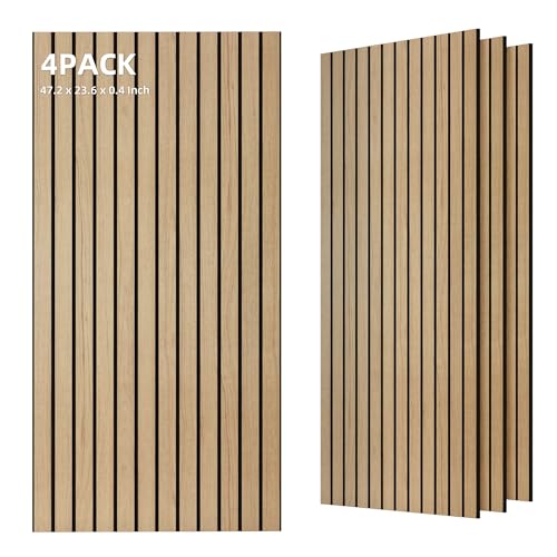 TO-TH Soundproof Panels Decorative Noise Absorbing Wall Panel 4 Pack, Teak - color: Teak, size: 4 pcs - 47.2'' * 23.6''