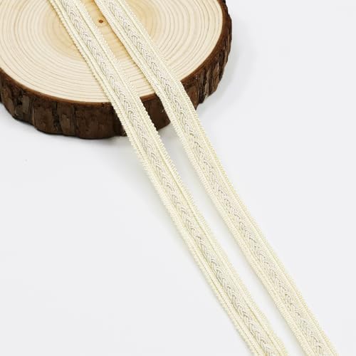 Beige 10 Yards Gimp Braid Trim, 13mm/0.51 Inch Wide Decorative Lace Webbing Fabric for Sewing Garments, Curtains, DIY Crafts, Lamps and Furniture Decoration (Beige - color: Beige