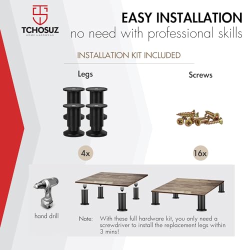 4 Inch Aluminum Alloy Adjustable Furniture Legs Heavy Duty Set of 4 - color: Aluminum Alloy-black, size: 4 inches