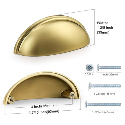 Probrico (10 Pack Champagne Bronze Cabinet Pulls 3 Inch(76mm) Hole Center Kitchen Cabinet Handles, Bin Cup Drawer Pulls Shell Style Kitchen Cabinet Knobs, Cabinet Dresser Closet Hardware - color: Champagne Bronze