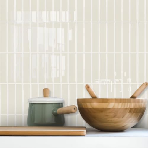 Alwayspon 11.4x9inchx10Pcs 3D Beige Peel and Stick Wall Tile Stickers - color: Beige 2