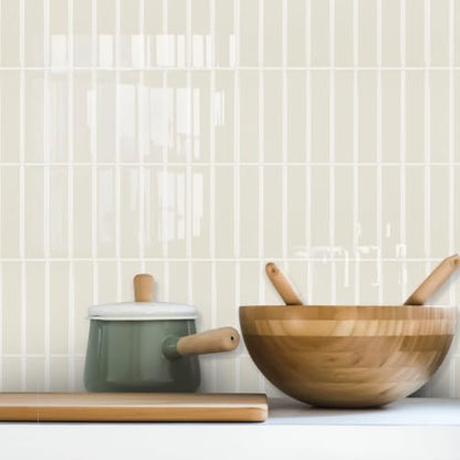 Alwayspon 11.4x9inchx10Pcs 3D Beige Peel and Stick Wall Tile Stickers - color: Beige 2