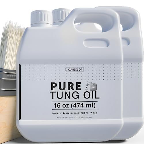 16oz*2 100% Pure Tung Oil with Brush, Food Safe Waterproof Low Odor - size: 16 Fl Oz *2