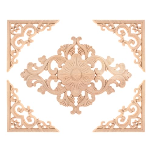 5Pcs Wood Appliques Onlays Classic Decorative Furniture Appliques Set A - color: Set A