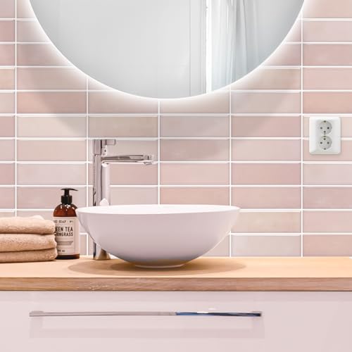 Peel and Stick Tile，New Upgrade Thicker Design Self Adhesive 12" x 12" Large Premium Peel and Stick Backsplash for Kitchen (Cinnamon). - color: Cinnamon