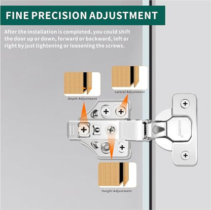 20 Pack Inset Soft Close Cabinet Hinges 105° Frameless 3 Way Adjustable Kitchen Cabinet Door Hinges with Screws - color: Light Nickel, size: 20 Pack