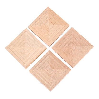4Pcs Square Wood Carved Appliques Furniture Wooden Onlays Carving Decals - size: 8 cm × 8 cm
