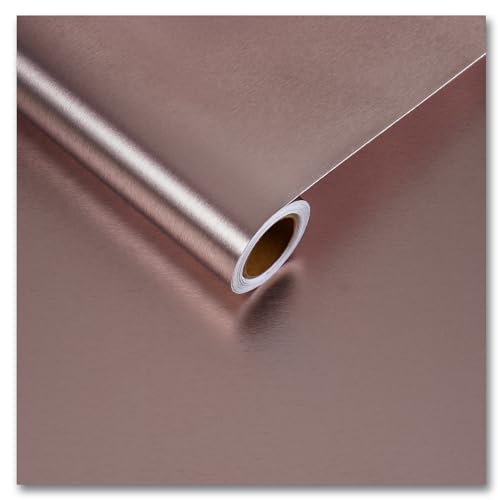 CRE8TIVE 12"x80" Rose Gold Stainless Steel Contact Paper for Kitchen Wallpaper Peel and Stick Brushed Metallic Wallpaper Heat Resistant Self Adhesive Metal Vinyl for Appliance Dishwasher Fridge Covers - color: Rose Gold, size: 12" x 80"