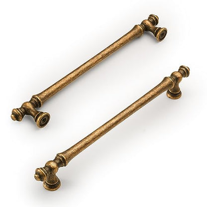 Amerdeco 10 Pack Antique Brass Cabinet Pulls 9" - color: Antique Brass, size: 9" hole center