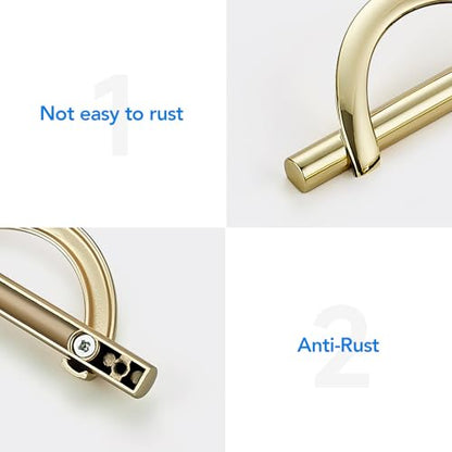HOME EDIT Polished Brass Cabinet Pulls Curved, 5 Inch/128 mm, 10 Pack - color: Gold, size: 5 Inch Hole Center