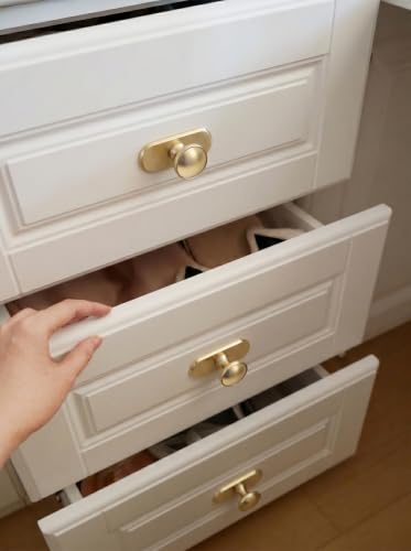 6Pack Champagne Bronze Cabinet Knobs with Backplate Drawer knobs - color: Champagne Bronze, style: Cutout