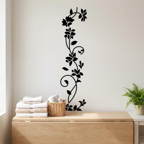 Picniva Rattan Flower Removable Vinyl Wall Decal, Blue, 22 x 80 in - color: Blue, size: 22'' X 80''
