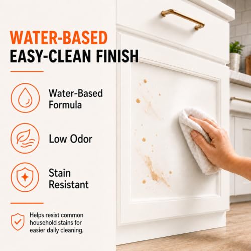 DWIL Cabinet Paint, Water Based Kitchen Cabinet Paint, Furniture Paint, Wood Paint, Low Odor, Fast Drying, Semi-Gloss, 16oz Vanilla White - color: Vanilla White, size: 16 Fl Oz (Pack of 1)