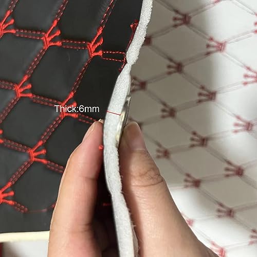 Quilted Foam Vinyl Fabric King Crown Classic Pattern with 0.23" Sponge Backing, 59" W × 39" L Faux Leather Fabric for Car Headliner, Furniture Upholstery,Diamond 2" x 3" (King Crown) - color: King Crown