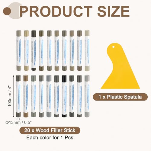 uxcell 20Pcs Wood Filler Sticks 20 Colors Comprehensive Gray Series - color: Comprehensive Gray Series