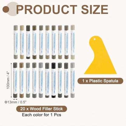 uxcell 20Pcs Wood Filler Sticks 20 Colors Comprehensive Gray Series - color: Comprehensive Gray Series