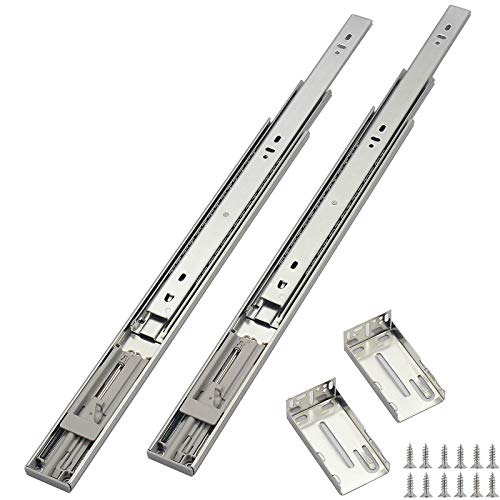 OCG Soft Close Drawer Slides 22 Inch (1 Pair), Full Extension Ball Bearing Low Noise Drawer Slides for Cabinets with Face Frame, with Rear Mounting Brackets - size: 22 inch (1 pair)+brackets