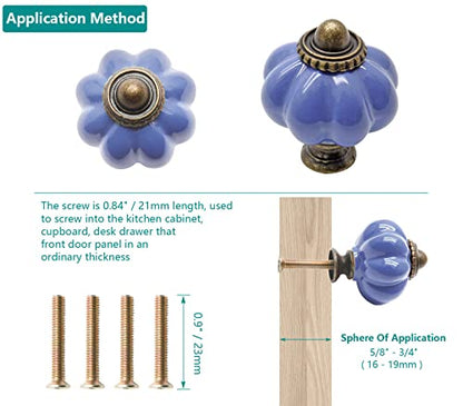 12pcs Periwinkle Blue Pumpkin Knobs, Ceramic Cabinet Knobs - color: Periwinkle Blue, size: 12 Pieces