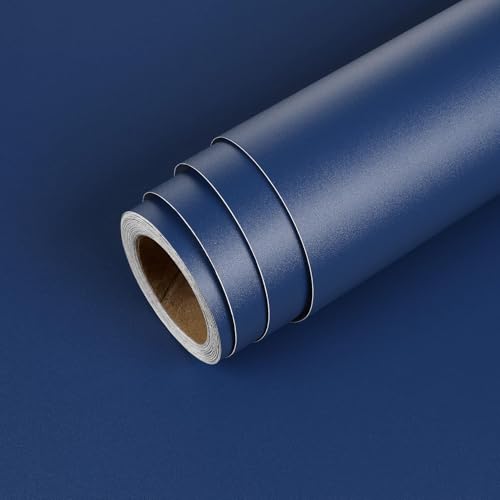 Livelynine 15.8x394 Blue Peel and Stick Wallpaper for Bathroom Waterproof Renter Friendly Bedroom Wallpaper Accent Wall Covering Cabinet Contact Paper Waterproof Kitchen Vinyl Wrap Sticky Boys Ideas - color: Dark Blue, size: 15.8" x 394"