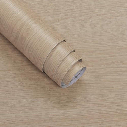 157.4“x31.5" Wide Wood Grain Contact Paper Beige Wood Textured Wallpaper - color: Beige, size: 31.5" x 157.4"