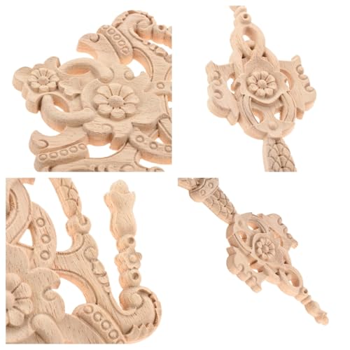 1Pc Wood Carved Onlays Center Wooden Appliques Furniture DIY 11.81" x5.91 - size: 30x15cm/11.81"x5.91"