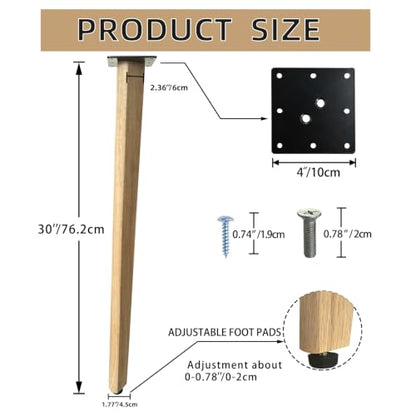 QLLY 30 Inch Solid Wood Table Legs, Wood Furniture Replacement Leg, Natural - color: Natural, size: 30"