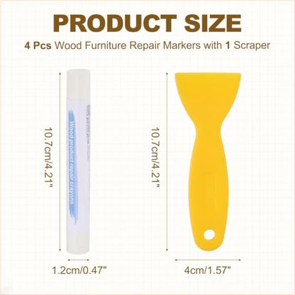 PATIKIL 4Pcs Wood Furniture Repair Markers with Scraper, Warm White - color: Warm White