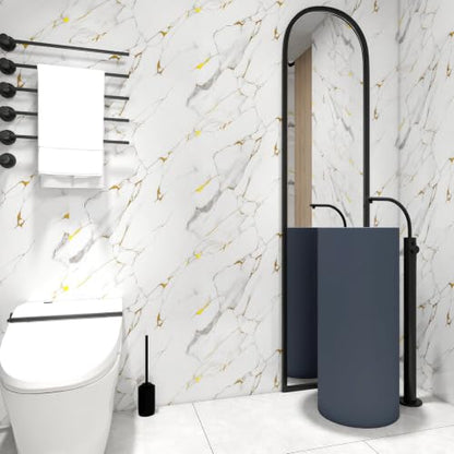 Peel and Stick Wallpaper White and Gold Marble Contact Paper for Countertop - color: White and Gold, size: 15.7" x 78.7"