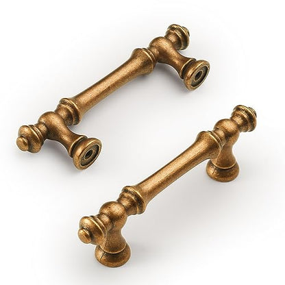 Amerdeco 10 Pack Antique Brass Cabinet Pulls 3" - color: Antique Brass, size: 3" hole center
