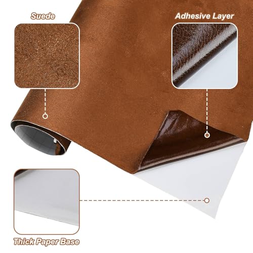Suede Fabric Car Vinyl Wrap Sticker Sheet, 12"x60", Brown - color: Brown, size: 12" x 60"