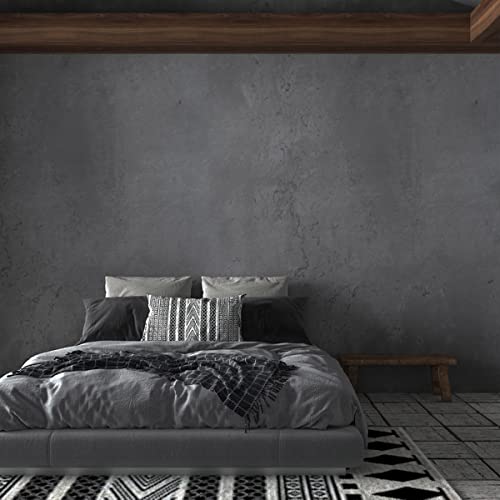 Thick Concrete Wallpaper Peel and Stick Cement Wallpaper 24x354 inch Waterproof Removable Self-Adhesive Contact Paper Matte Dark Gray Texture Wall Paper for Bathroom Bedroom Kitchen Dining Bar - color: Dark Gray, size: 24" x 354"