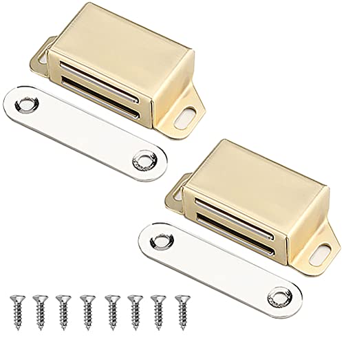 20 lbs Magnetic Door Catch, Heavy Duty Latch for Cabinets Shutter Closet Furniture Door, Stainless Steel Cabinet Catch, Gold (2 Pack) - color: 2PCS-Gold
