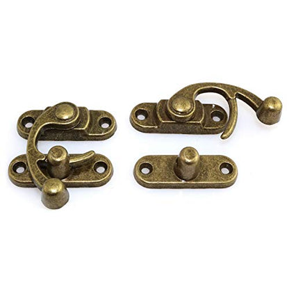 1 Pair Bronze Mini Swing Arm Clasp Latch Vintage Style Left Right Toggle Hasp Hook Metal Catch Curved Buckle - size: 33X28mm
