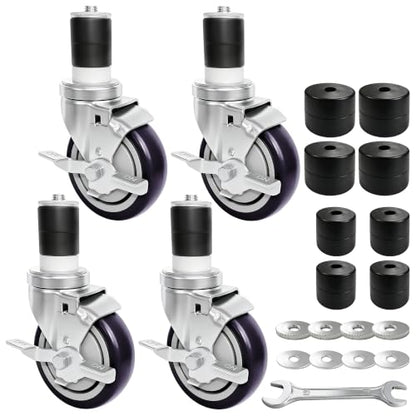 MySit 4 inch Work Table Caster Wheels for Commercial Kitchen Prep Tables