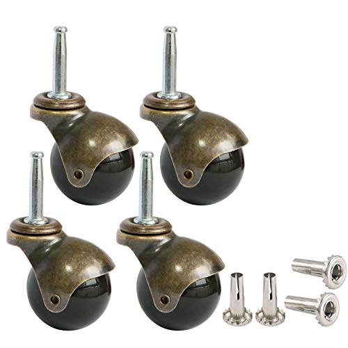 MySit 2 inch Ball Casters Wheels Brass Vintage Antique Set of 4