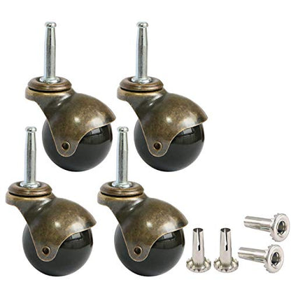 MySit 2 inch Ball Casters Wheels Brass Vintage Antique Set of 4